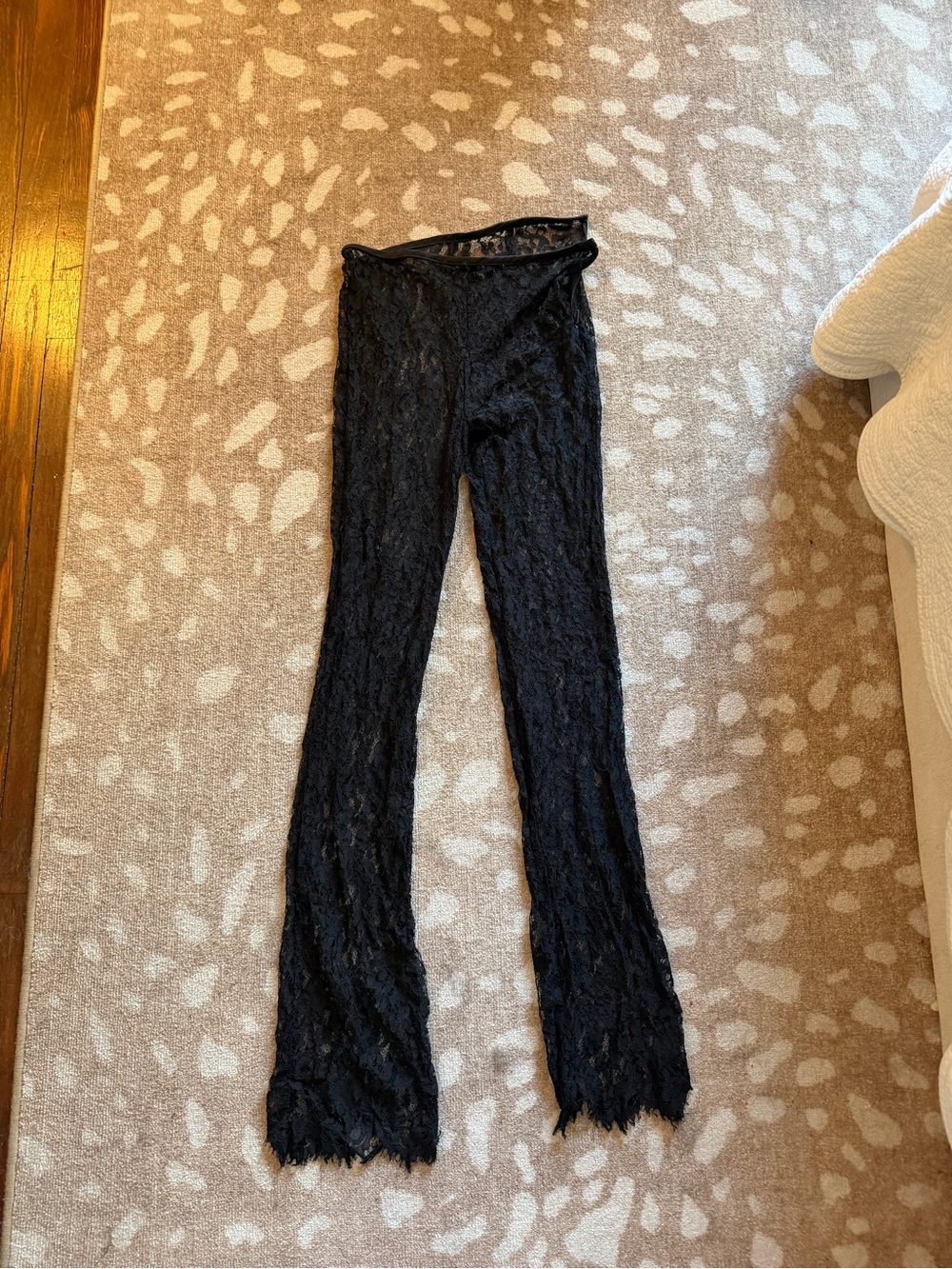 Mango Black Lace Wide-Leg Pants